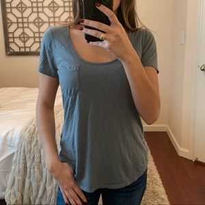 AG Scoop Neck Pocket Tee Blue